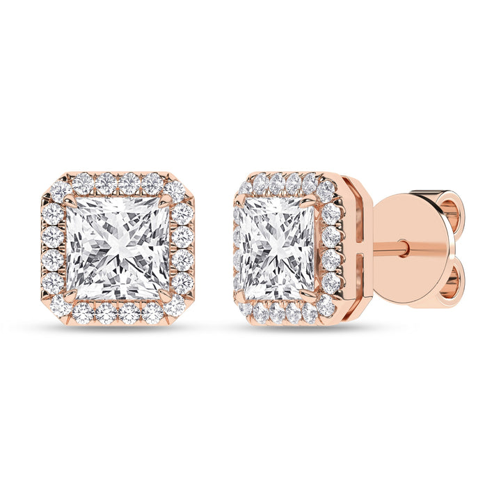 Halo Stud Earrings (Princess) - Oz's Jewelers by The Hickory Jewelry Company