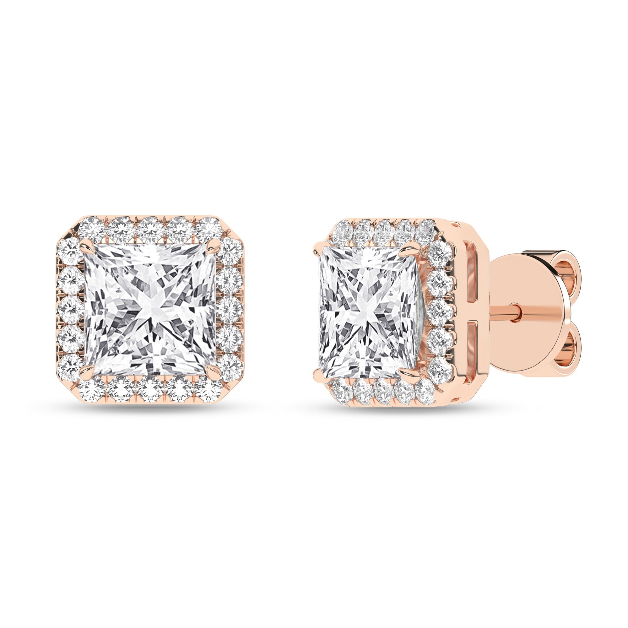 Halo Stud Earrings (Princess) - Oz's Jewelers by The Hickory Jewelry Company