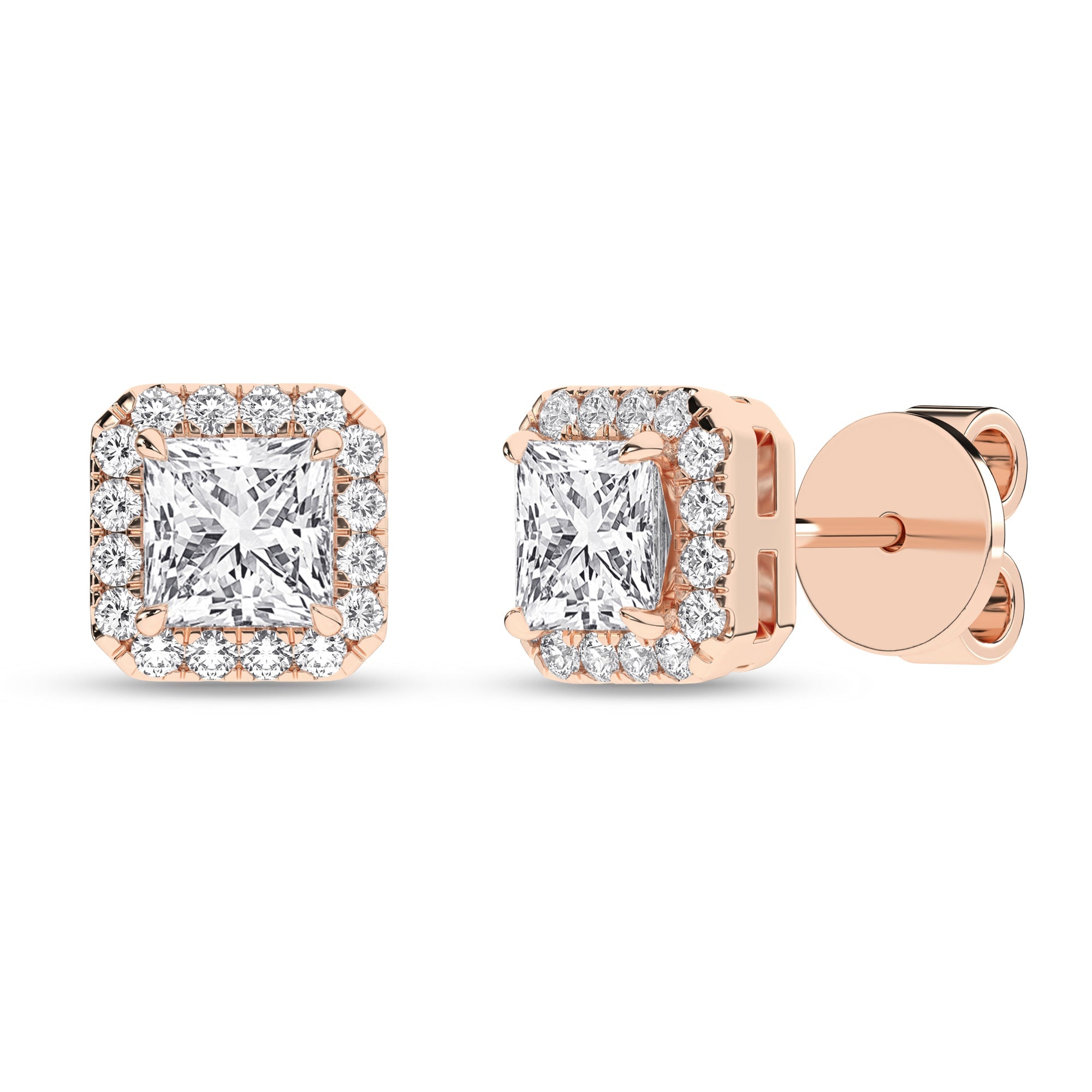 Halo Stud Earrings (Princess) - Oz's Jewelers by The Hickory Jewelry Company