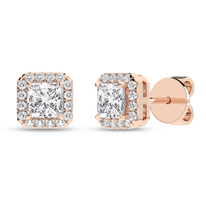 Halo Stud Earrings (Princess) - Oz's Jewelers by The Hickory Jewelry Company