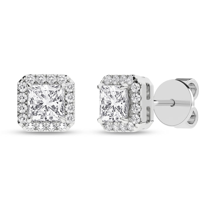 Halo Stud Earrings (Princess) - Oz's Jewelers by The Hickory Jewelry Company