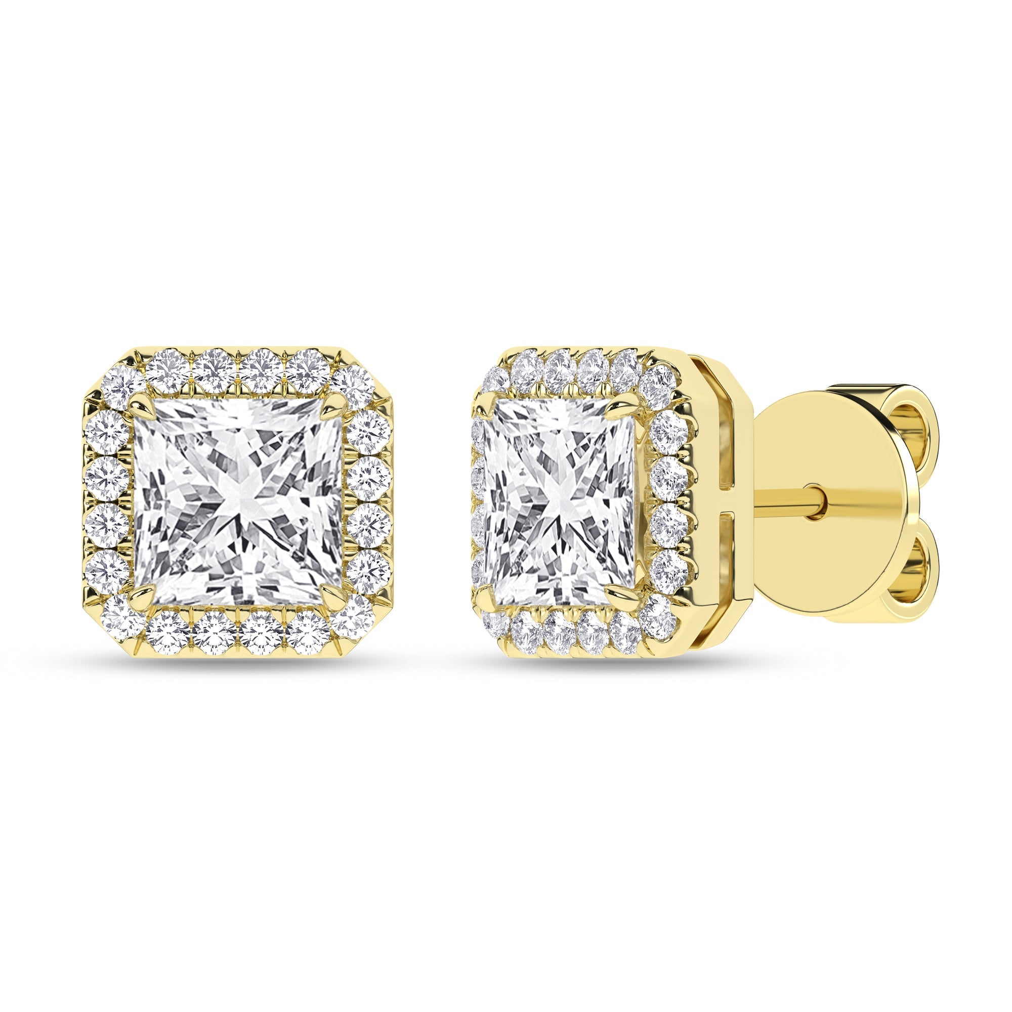 Halo Stud Earrings (Princess) - Oz's Jewelers by The Hickory Jewelry Company