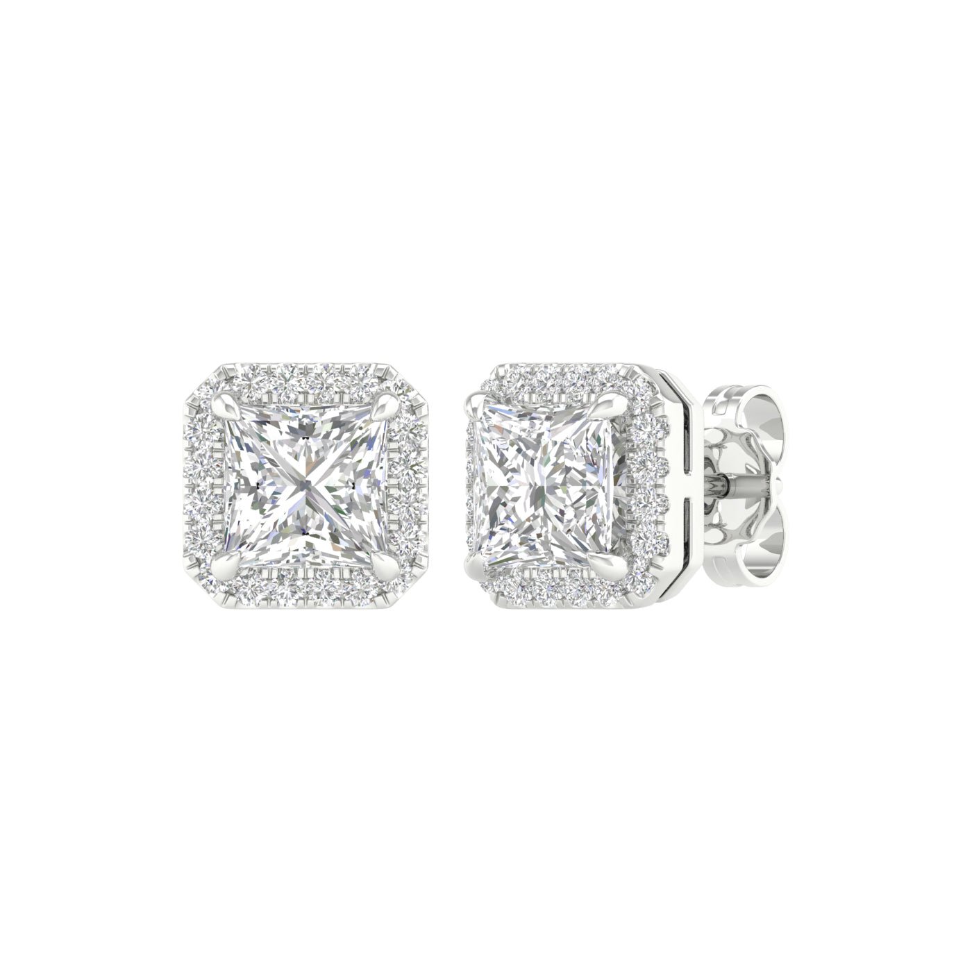 Halo Stud Earrings (Princess) - Oz's Jewelers by The Hickory Jewelry Company