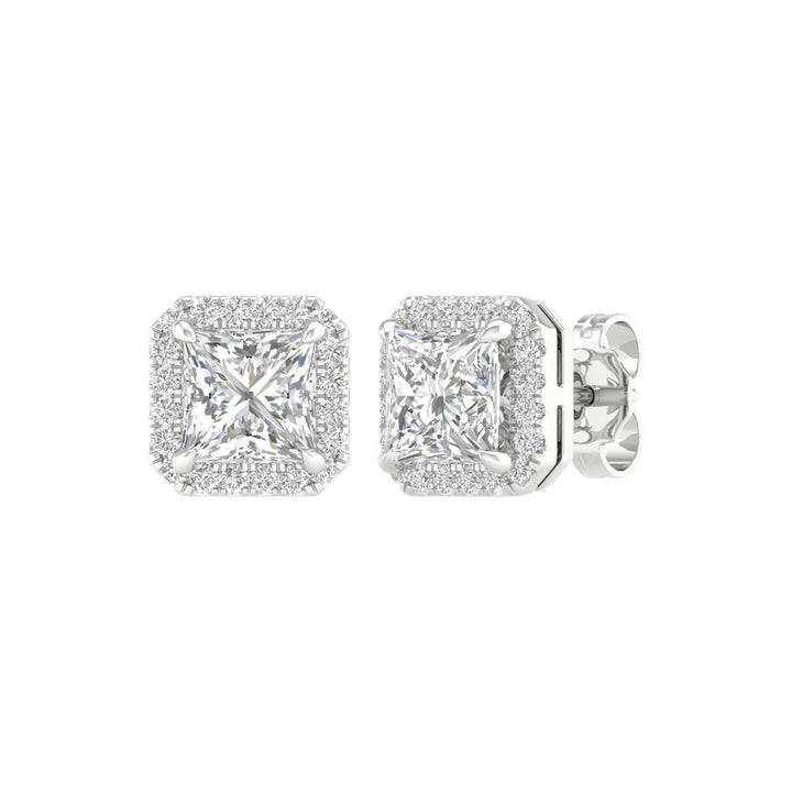 Halo Stud Earrings (Princess) - Oz's Jewelers by The Hickory Jewelry Company