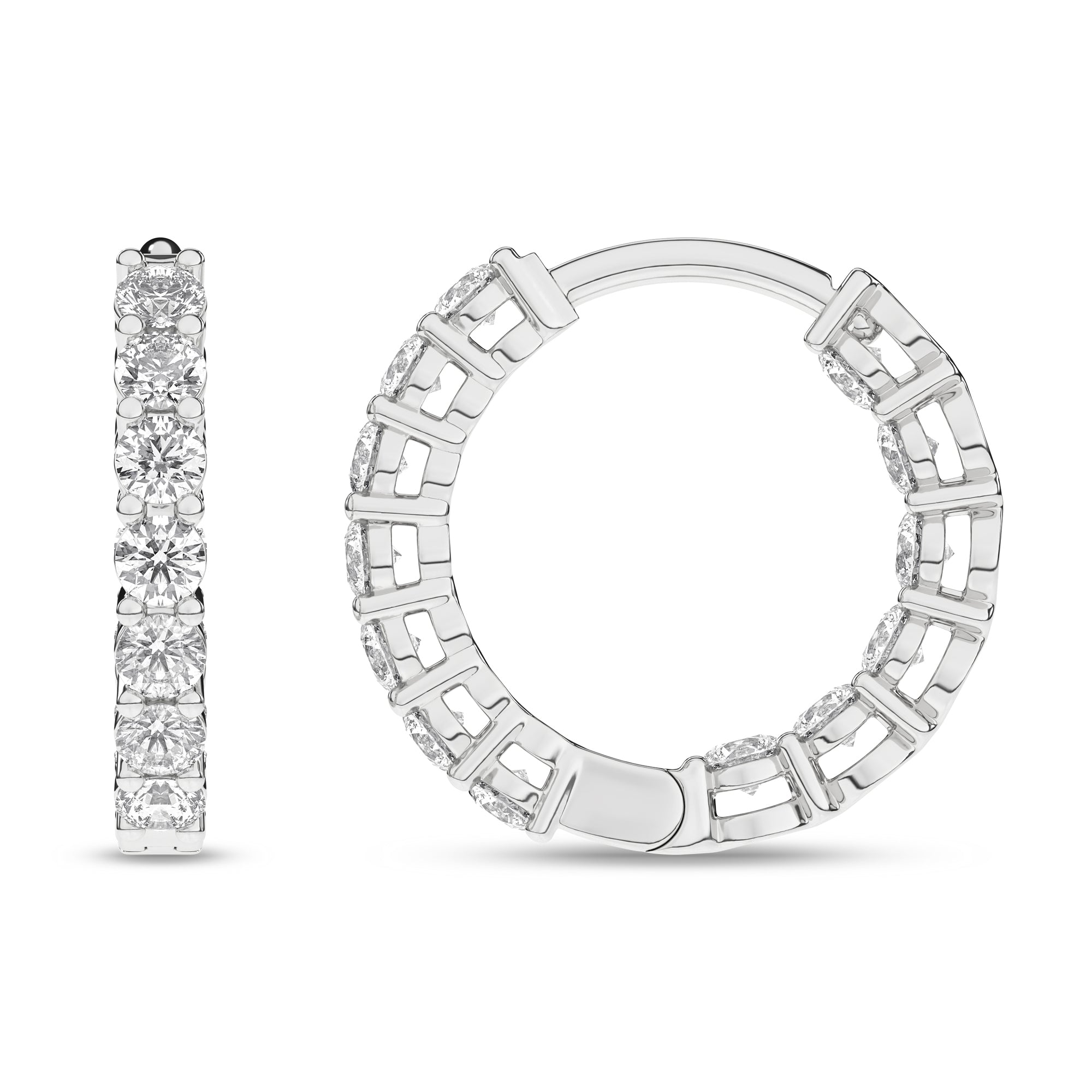 Inside - Out Huggies Hoop Earrings (Round) - Oz's Jewelers by The Hickory Jewelry Company