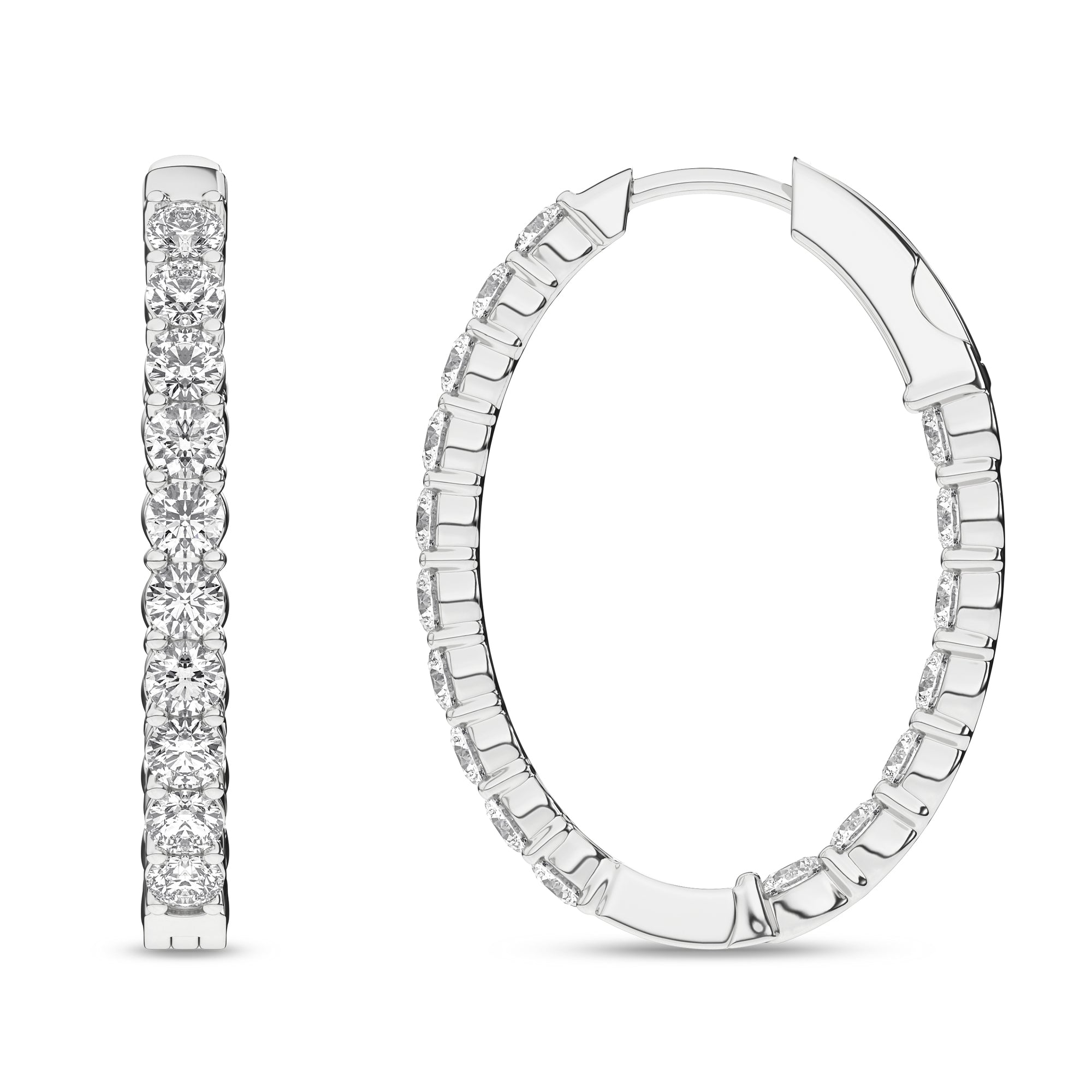 Inside - Out Oval Hoop Earrings (Round) - Oz's Jewelers by The Hickory Jewelry Company