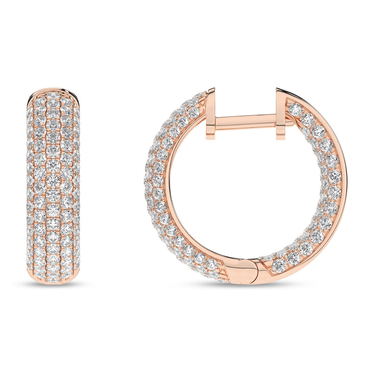 Inside - Out Pave Dome Hoop Earrings (Round) - Oz's Jewelers by The Hickory Jewelry Company