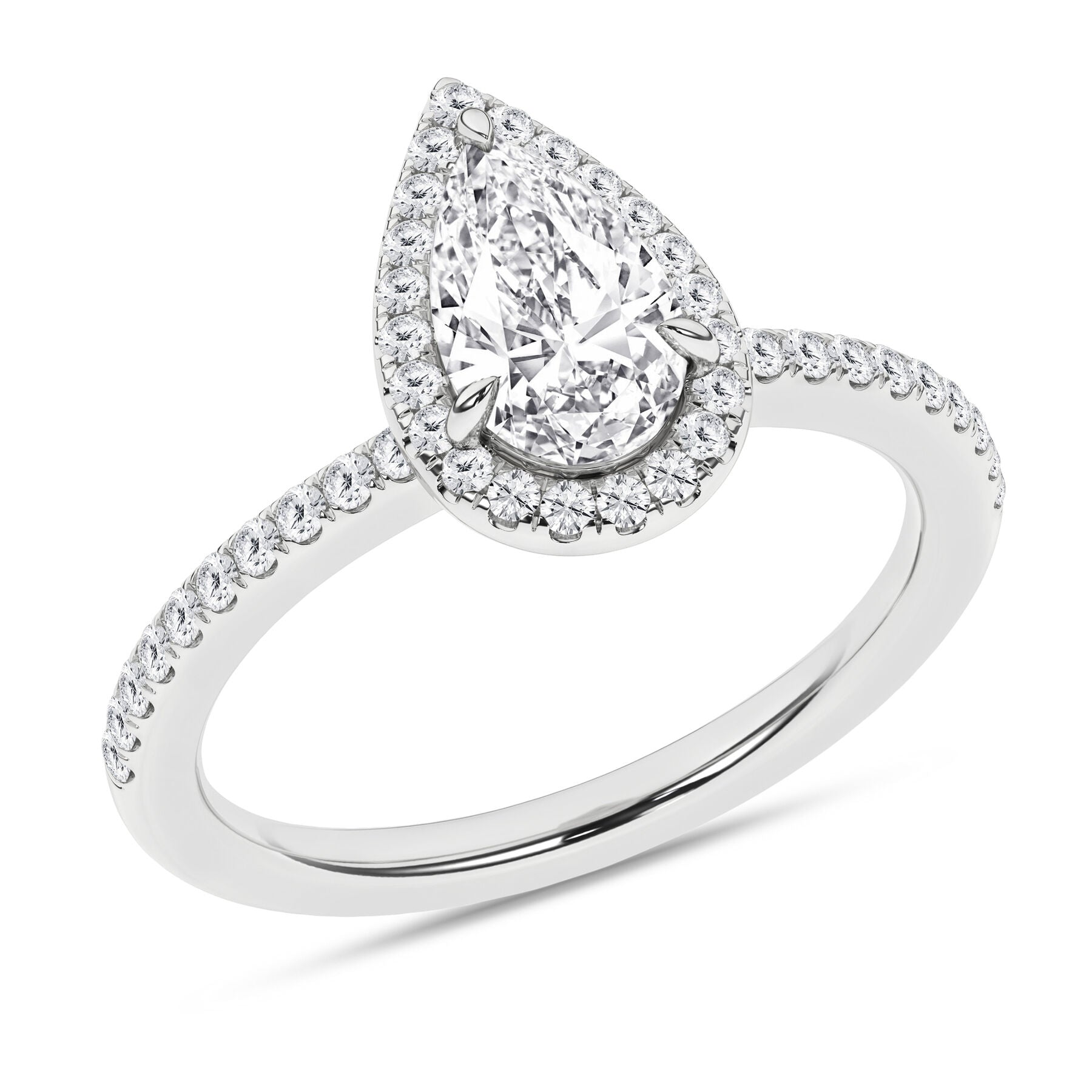 Pear Lab Grown Diamond Halo Engagement Ring - Oz's Jewelers