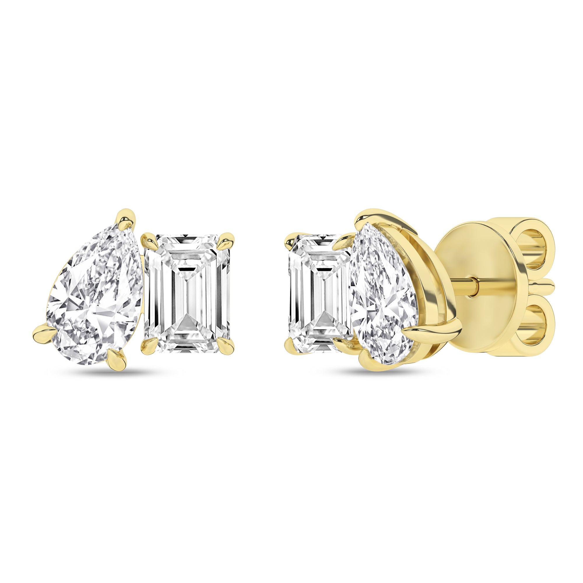 Toi Et Moi Stud Earrings (Emerald & Pear) - Oz's Jewelers by The Hickory Jewelry Company