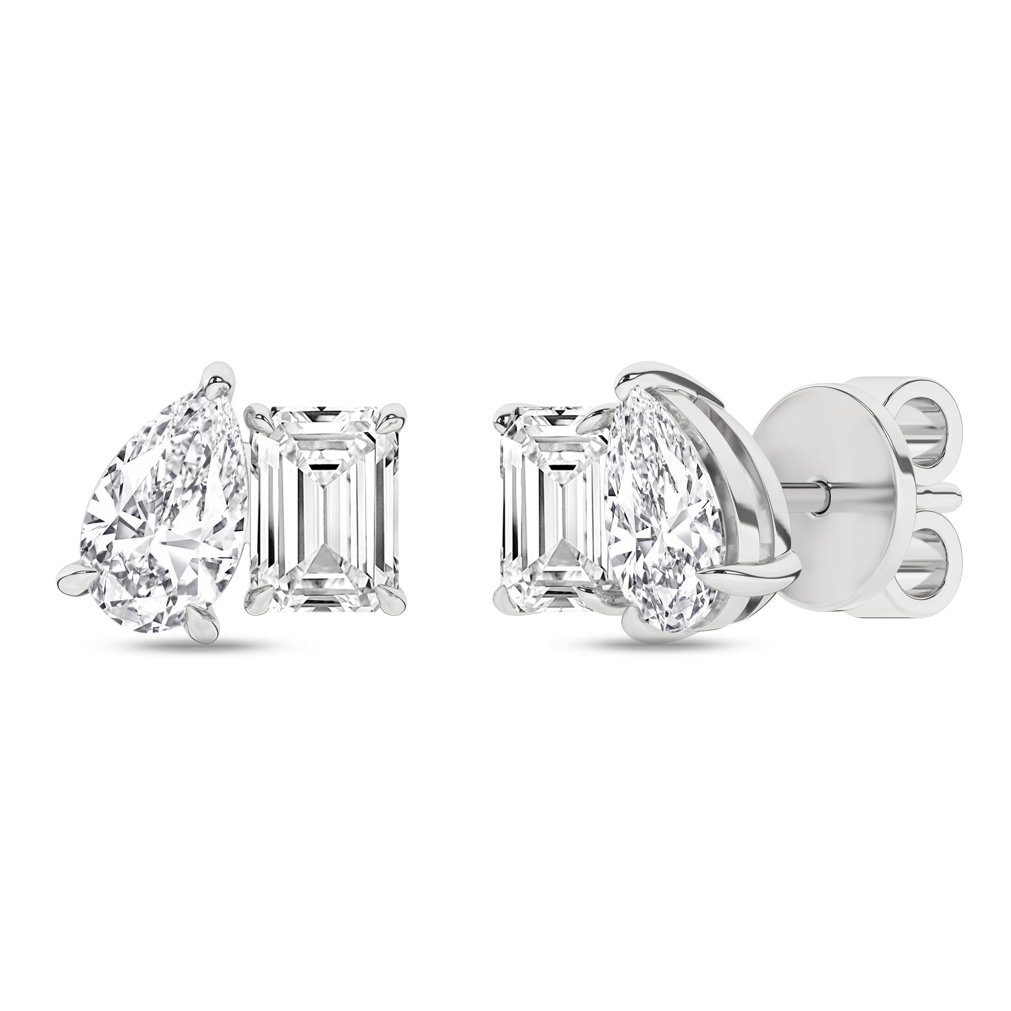 Toi Et Moi Stud Earrings (Emerald & Pear) - Oz's Jewelers by The Hickory Jewelry Company