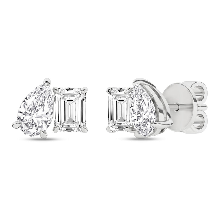 Toi Et Moi Stud Earrings (Emerald & Pear) - Oz's Jewelers by The Hickory Jewelry Company